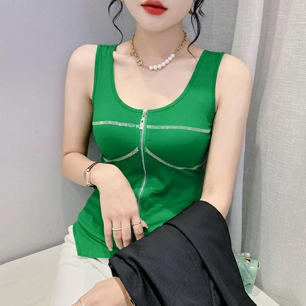 tanks new 2022 summer sleeveless women tnak fashion casual oneck solid color irregular zip camisole streetwear camisetas tshirt, Black;white
tanks new 2022 summer sleeveless women tnak fashion casual oneck solid color irregular zip camisole streetwear camisetas tshirt, Black;white