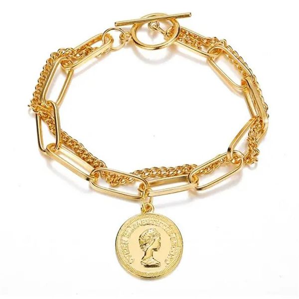 european and american necklace women cross-border double-layer personality ot buckle portrait round pendant bracelet retro simple 264f, Black
european and american necklace women cross-border double-layer personality ot buckle portrait round pendant bracelet retro simple 264f, Black