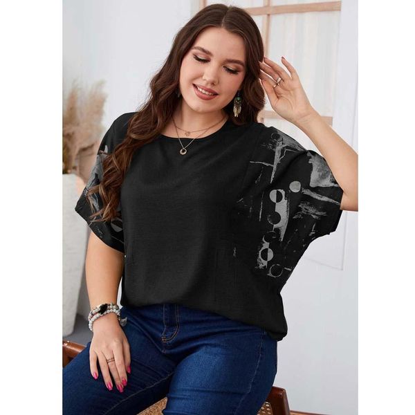 t-shirt large size women's tshirt patchwork printed short sleeve plus size shirt ladies casual loose fashion summer 2022 new, Black
t-shirt large size women's tshirt patchwork printed short sleeve plus size shirt ladies casual loose fashion summer 2022 new, Black