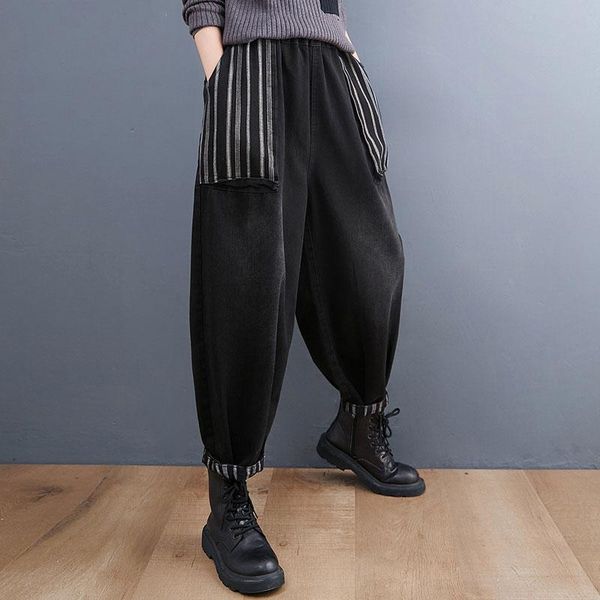 jeans new arrival spring autumn arts style women elastic waist loose vintage jeans big pocket cotton denim harem pants v484, Blue
jeans new arrival spring autumn arts style women elastic waist loose vintage jeans big pocket cotton denim harem pants v484, Blue