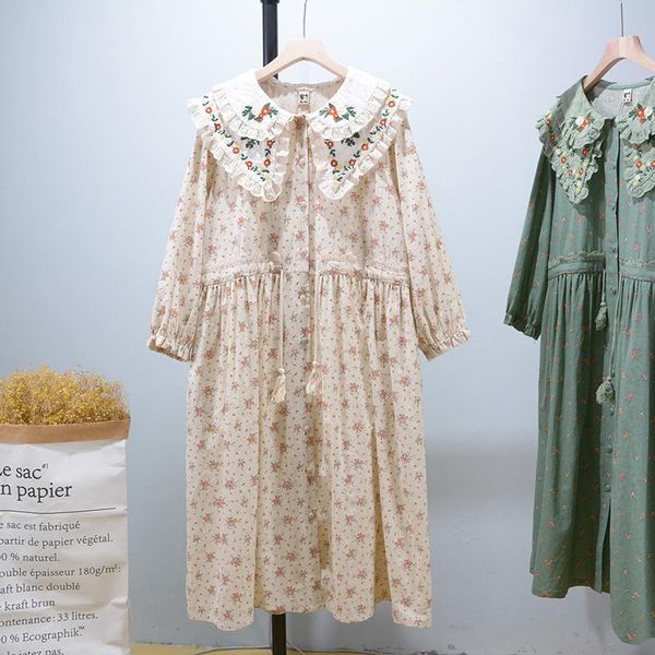 dresses mori sweet embroidery flower collar single breasted floral dress women drastring waist loose midi dress, Black;gray
dresses mori sweet embroidery flower collar single breasted floral dress women drastring waist loose midi dress, Black;gray