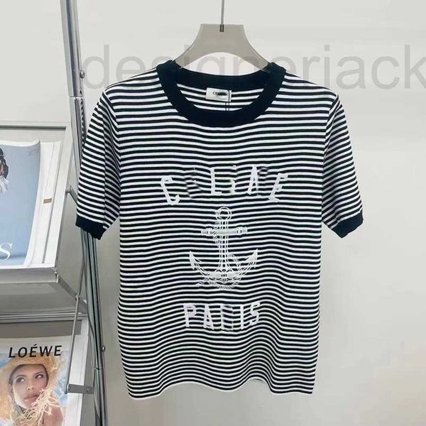 women's t-shirt designer 2023 spring/summer new style versatile stripe letter embroidered round neck short sleeve knitted t-shirt for w, White
women's t-shirt designer 2023 spring/summer new style versatile stripe letter embroidered round neck short sleeve knitted t-shirt for w, White