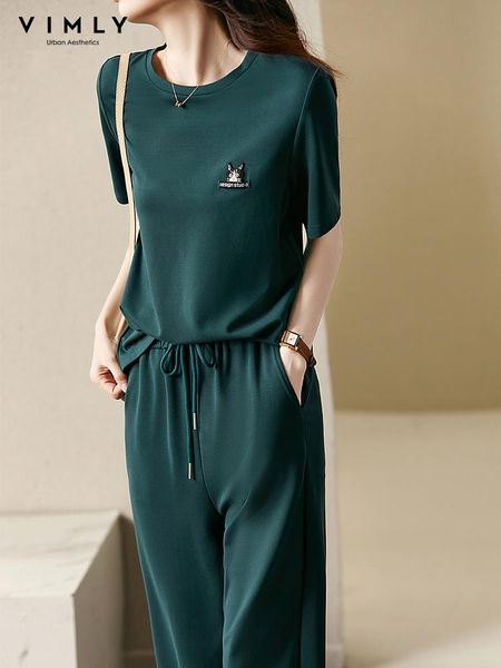 pants vimly 2022 summer women's sportswear suit short sleeve casual t shirts solid elastic waist full length pants twopiece set v2601, White
pants vimly 2022 summer women's sportswear suit short sleeve casual t shirts solid elastic waist full length pants twopiece set v2601, White