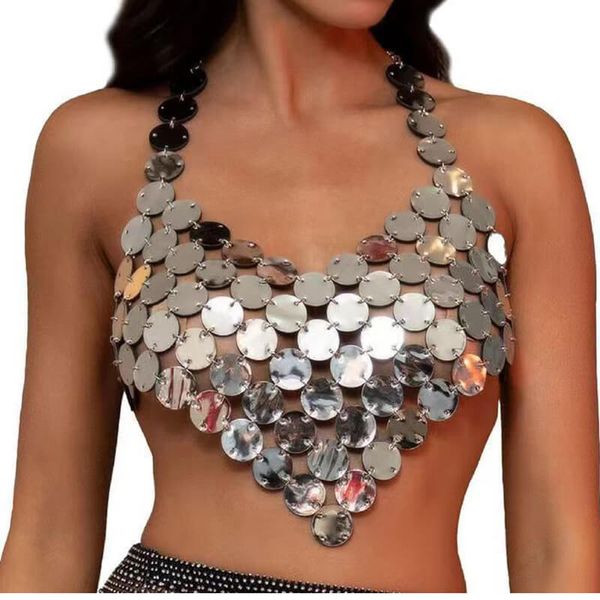 women's tanks camis handmade glitter mirror coin squamous sequin patchwork nightclub rave party backless tank festival 230422, White
women's tanks camis handmade glitter mirror coin squamous sequin patchwork nightclub rave party backless tank festival 230422, White