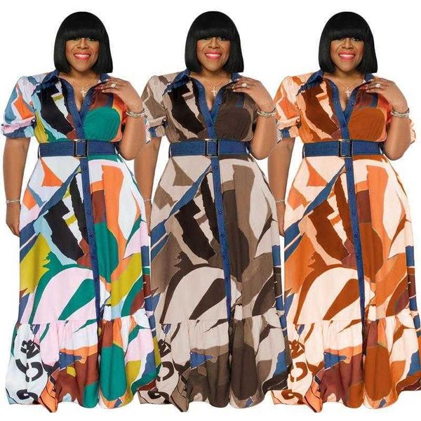 22297 summer colorful printed dress with belt loose plus size womens clothing, Black;gray
22297 summer colorful printed dress with belt loose plus size womens clothing, Black;gray