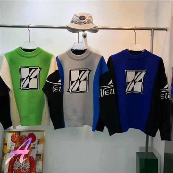 knitted pullover stitching men and women loose round neck sweaters325n