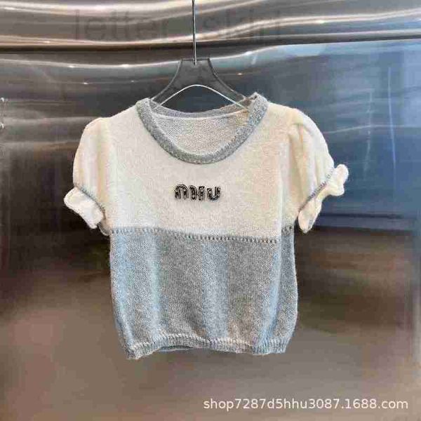 women's knits & tees designer 23 spring/summer new sweet style ruffled edge contrast short sleeve with letter embellishment for slim fi, White 
women's knits & tees designer 23 spring/summer new sweet style ruffled edge contrast short sleeve with letter embellishment for slim fi, White