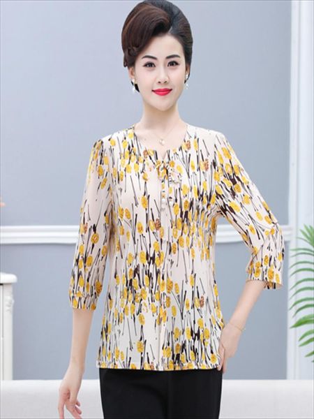 t-shirt spring and summer flower blouse women printing middle aged woman casual v collar half sleeve blouses, White
t-shirt spring and summer flower blouse women printing middle aged woman casual v collar half sleeve blouses, White