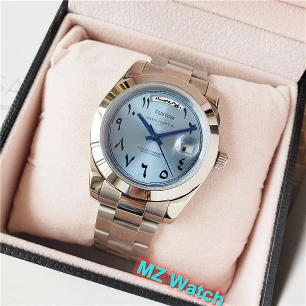 famous brand arabic numbers stainless steel blue dail wristwatch day watch calender date men clock 40mm265n, Slivery;brown
famous brand arabic numbers stainless steel blue dail wristwatch day watch calender date men clock 40mm265n, Slivery;brown