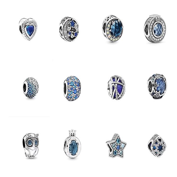 925 sterling silver blue sparkly star pentagram owl loose beads pandora diy bracelet, Black
925 sterling silver blue sparkly star pentagram owl loose beads pandora diy bracelet, Black
