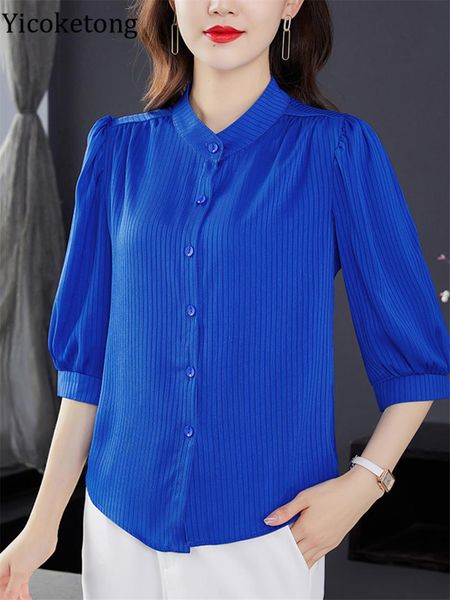 shirts fashion shirt women summer silk blouse puff sleeves casual stand collar striped chiffon blusas chic loose large size, White
shirts fashion shirt women summer silk blouse puff sleeves casual stand collar striped chiffon blusas chic loose large size, White