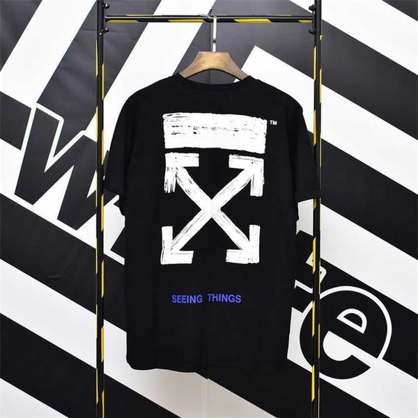 summer new short sleeve t-shirt ow fashion brush arrow print men's and women's couple bottom shirt, White;black
summer new short sleeve t-shirt ow fashion brush arrow print men's and women's couple bottom shirt, White;black