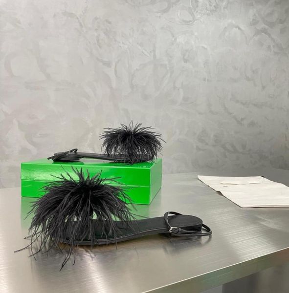 2022 summer ostrich feather shuttlecock flat sandals real leather shoes with clear logo and seven colors of orange handbag size357381054, Black
2022 summer ostrich feather shuttlecock flat sandals real leather shoes with clear logo and seven colors of orange handbag size357381054, Black