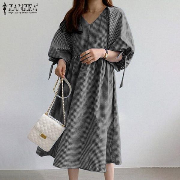 dresses elegant printed plaid dress zanzea women summer sundress casual 3/4 sleeve midcalf vestdos v neck holiday robe femme oversized, Black;gray
dresses elegant printed plaid dress zanzea women summer sundress casual 3/4 sleeve midcalf vestdos v neck holiday robe femme oversized, Black;gray