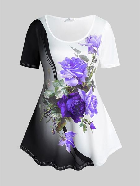 t-shirt rosegal m5xl floral print tee two tone for women summer casual clothes scoop neck short sleeve tshirt new, White
t-shirt rosegal m5xl floral print tee two tone for women summer casual clothes scoop neck short sleeve tshirt new, White