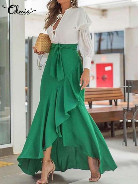 dresses summer women fishtail skirts fashion party maxi skirt celmia summer high waist belted casual loose asymmetrical ruffles skirts, White;black
dresses summer women fishtail skirts fashion party maxi skirt celmia summer high waist belted casual loose asymmetrical ruffles skirts, White;black