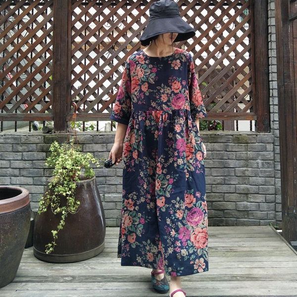 dresses johnature national style vintage women print long dresses 2021 spring new loose double cotton three quarter sleeve dresses, Black;gray
dresses johnature national style vintage women print long dresses 2021 spring new loose double cotton three quarter sleeve dresses, Black;gray
