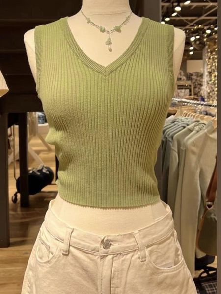 tanks vintage green knitted tank women retro solid v neck sleeveless cotton short tshirts summer streetwear y2k crop 2022, Black;white
tanks vintage green knitted tank women retro solid v neck sleeveless cotton short tshirts summer streetwear y2k crop 2022, Black;white