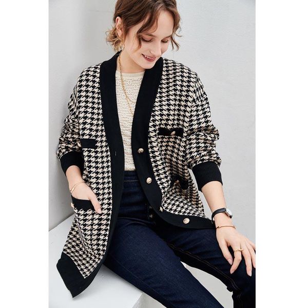 sweaters ioo 2022 new arrival oversize women contrast trim houndstooth printed vneck loose cardigan brand ing, White;black
sweaters ioo 2022 new arrival oversize women contrast trim houndstooth printed vneck loose cardigan brand ing, White;black