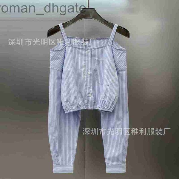 women's blouses & shirts designer blue vertical stripe suspended strap off shoulder long sleeve shirt waist shorted women's fashio, White
women's blouses & shirts designer blue vertical stripe suspended strap off shoulder long sleeve shirt waist shorted women's fashio, White