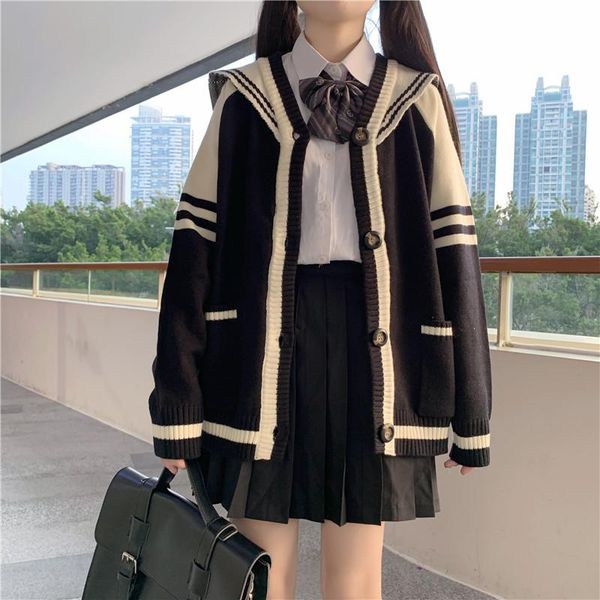 sweaters women sweater loose japan style sweet 2021 spring knitted thin cardigans sailor collar oversize female cardigans sweater cute, White;black
sweaters women sweater loose japan style sweet 2021 spring knitted thin cardigans sailor collar oversize female cardigans sweater cute, White;black