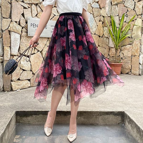 dresses korean fashion floral mesh skirt 2022 summer new elegant commute allmatch asymmetrical printed elastic high waist midi skirts, White;black
dresses korean fashion floral mesh skirt 2022 summer new elegant commute allmatch asymmetrical printed elastic high waist midi skirts, White;black