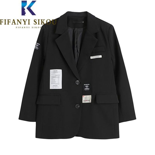 pants 2022 spring women black blazer jacket single breasted letter patch designs fashion suit jacket female loose casual blazers coat, White
pants 2022 spring women black blazer jacket single breasted letter patch designs fashion suit jacket female loose casual blazers coat, White