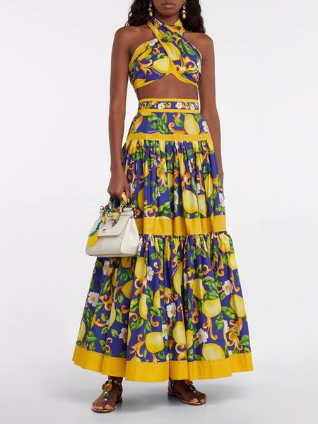 dress seifrmann summer women fashion runway lemon series skirts set strap + high waist big swing cotton skirts suits, White
dress seifrmann summer women fashion runway lemon series skirts set strap + high waist big swing cotton skirts suits, White
