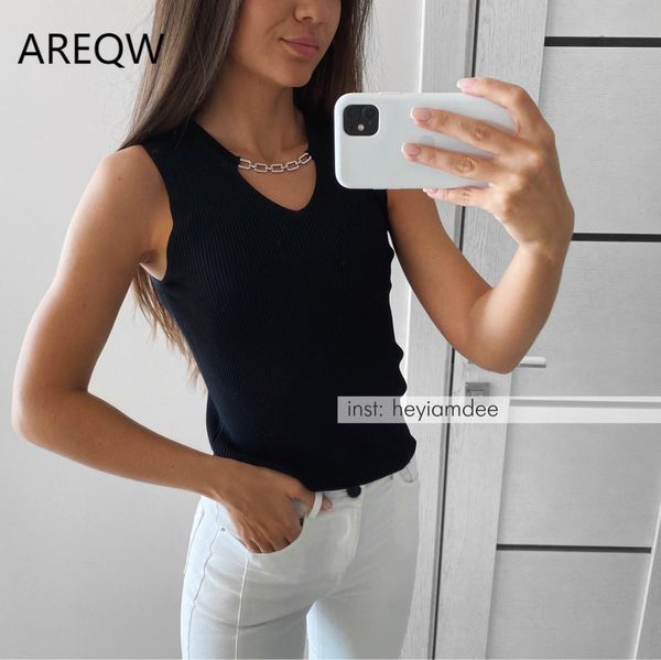 tanks 2022 new women's summer clothes knit tank with necklace solid color fashion women clothing, Black;white 
tanks 2022 new women's summer clothes knit tank with necklace solid color fashion women clothing, Black;white