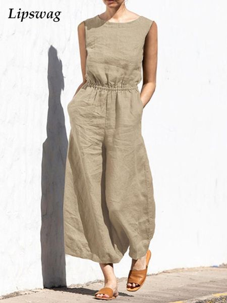 women's jumpsuits rompers casual o-neck cotton linen jumpsuit overalls summer sleeveless solid romper office lady wide leg loose pant p, Black;white
women's jumpsuits rompers casual o-neck cotton linen jumpsuit overalls summer sleeveless solid romper office lady wide leg loose pant p, Black;white