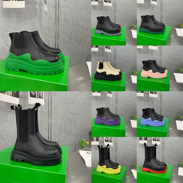 women men designer boots tire chelsea leather half ankle boots fashion wave red colored rubber outsole elastic webbing boot, Black
women men designer boots tire chelsea leather half ankle boots fashion wave red colored rubber outsole elastic webbing boot, Black