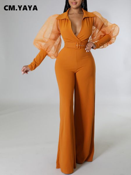 women's jumpsuits rompers cm.yaya women mesh lanter long sleeve with belt high waist lapel notched collar jumpsuit playsuit romper set, Black;white
women's jumpsuits rompers cm.yaya women mesh lanter long sleeve with belt high waist lapel notched collar jumpsuit playsuit romper set, Black;white