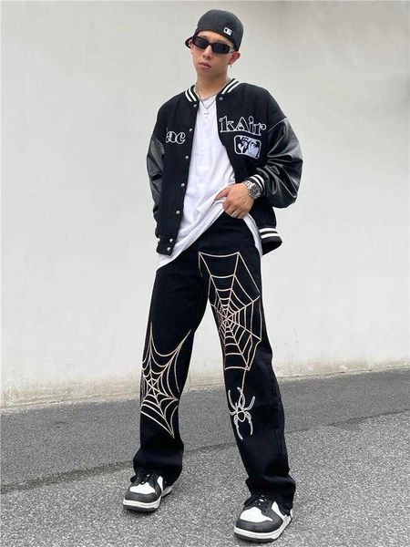 men's pants embroidery spider graphic punk straight denim pant bla jeans goic hip hop streetwear harajuku women man cargo y2k boyfriend, Black
men's pants embroidery spider graphic punk straight denim pant bla jeans goic hip hop streetwear harajuku women man cargo y2k boyfriend, Black