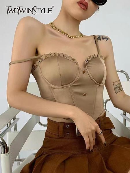 t-shirt twotwinstyle korean khaki camis for women square collar sleeveless slim solid frill trim tank female summer clothes fashion, White
t-shirt twotwinstyle korean khaki camis for women square collar sleeveless slim solid frill trim tank female summer clothes fashion, White