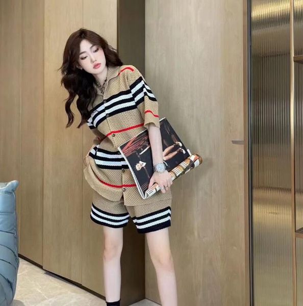 summer v-neck 2 piece set women's tracksuits letter classic stripes knitted cardigant shirt fashionable casual shirt short sleeve suits, Gray
summer v-neck 2 piece set women's tracksuits letter classic stripes knitted cardigant shirt fashionable casual shirt short sleeve suits, Gray