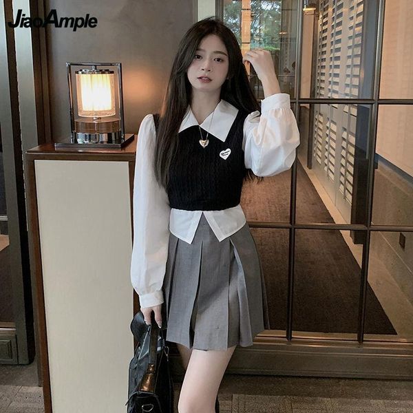 dress women's spring autumn preppy style clothing 2022 new student patchwork shirt mini pleated skirts outfits high school uniform, White
dress women's spring autumn preppy style clothing 2022 new student patchwork shirt mini pleated skirts outfits high school uniform, White