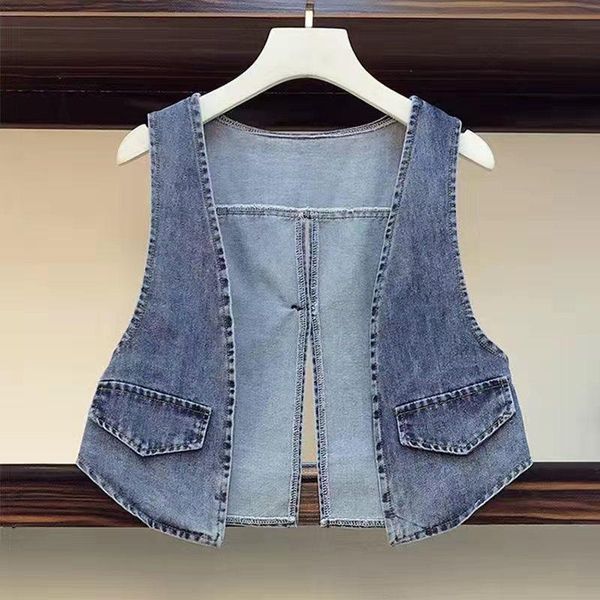 vests fashion design women's denim vest new spring autumn sleeveless waistcoat split fork casual jeans jackets coats female, Black;white
vests fashion design women's denim vest new spring autumn sleeveless waistcoat split fork casual jeans jackets coats female, Black;white