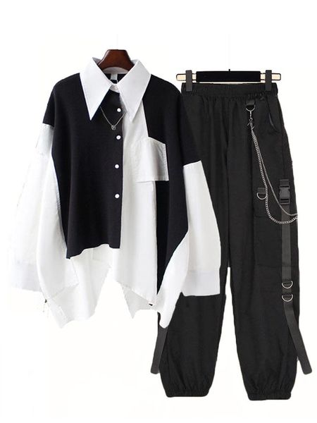 pants new women streetwear twopiece suit splice chain long sleeve+ribbon chain pants harajuku cargo pants 2 piece sets womens outfits, White
pants new women streetwear twopiece suit splice chain long sleeve+ribbon chain pants harajuku cargo pants 2 piece sets womens outfits, White
