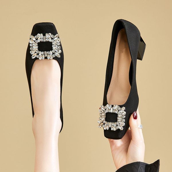 dress shoes designer high heels, luxurious square toe single shoes, women's thick heels, rhinestones, square buckles, elegant high-end, Black
dress shoes designer high heels, luxurious square toe single shoes, women's thick heels, rhinestones, square buckles, elegant high-end, Black