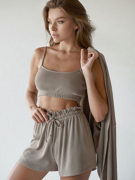 women's tracksuits summer women loose shirts underwear high waist shorts 3 pieces sets solid drawstring pants casual pajamas home cloth, Gray
women's tracksuits summer women loose shirts underwear high waist shorts 3 pieces sets solid drawstring pants casual pajamas home cloth, Gray