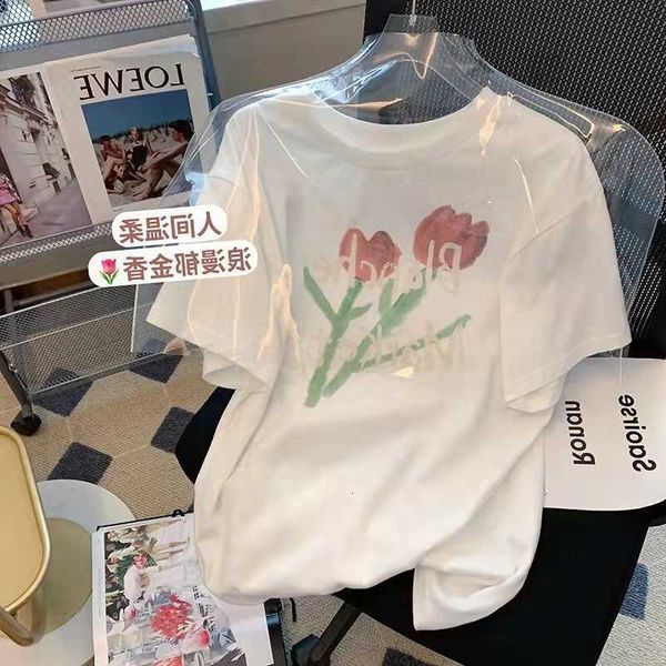short summer cotton sleeve t-shirt women's round neck sweet printed clothes white t loose korean version
short summer cotton sleeve t-shirt women's round neck sweet printed clothes white t loose korean version