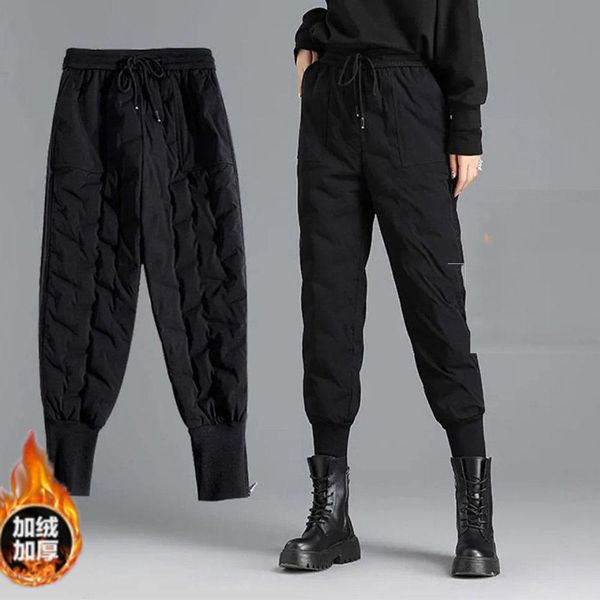 capris high waist sweatpants women winter warm down cotton pants black long trouser elastic waist casual trousers windproof pants, Black;white
capris high waist sweatpants women winter warm down cotton pants black long trouser elastic waist casual trousers windproof pants, Black;white