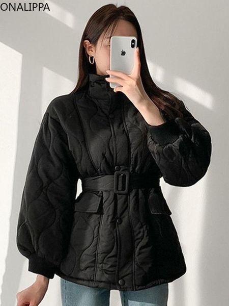 leather onalippa stand collar wave embossed parkas korean chic simple waist belt winter jacket women single breasted quilted coats, Black
leather onalippa stand collar wave embossed parkas korean chic simple waist belt winter jacket women single breasted quilted coats, Black