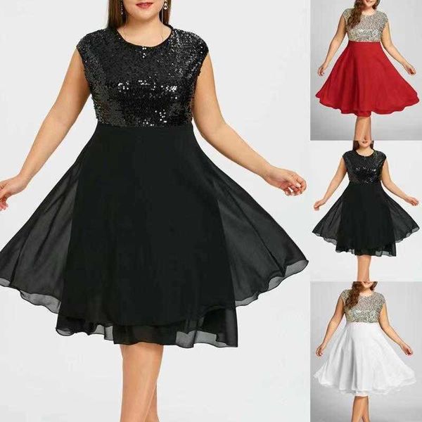 womens spring summer plus size dress solid color chiffon sequined sleeveless, Black;gray
womens spring summer plus size dress solid color chiffon sequined sleeveless, Black;gray