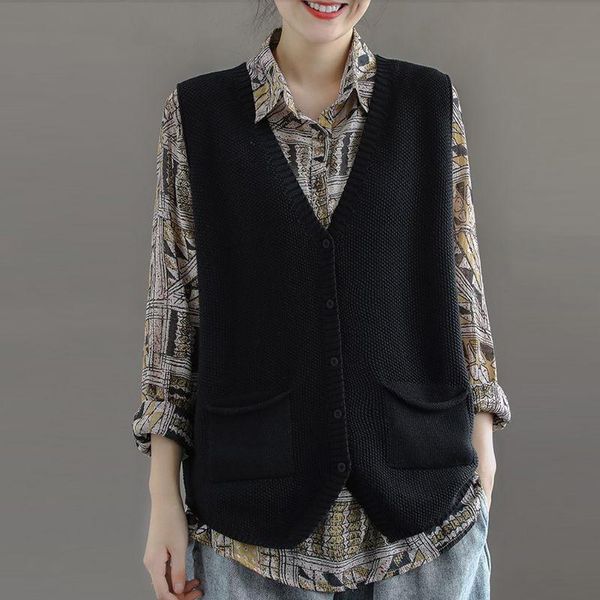 vests jacket vest loose sweater vest women autumn winter sleeveless knitted cardigan vest women coat short chaleco mujer, Black;white
vests jacket vest loose sweater vest women autumn winter sleeveless knitted cardigan vest women coat short chaleco mujer, Black;white