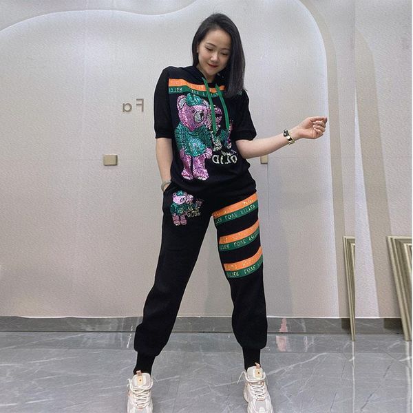 dress women spring cartoon bear rhinestones 2 piece set loose knitting short sleeve t shirt and pants two piece tracksuit for women, White
dress women spring cartoon bear rhinestones 2 piece set loose knitting short sleeve t shirt and pants two piece tracksuit for women, White