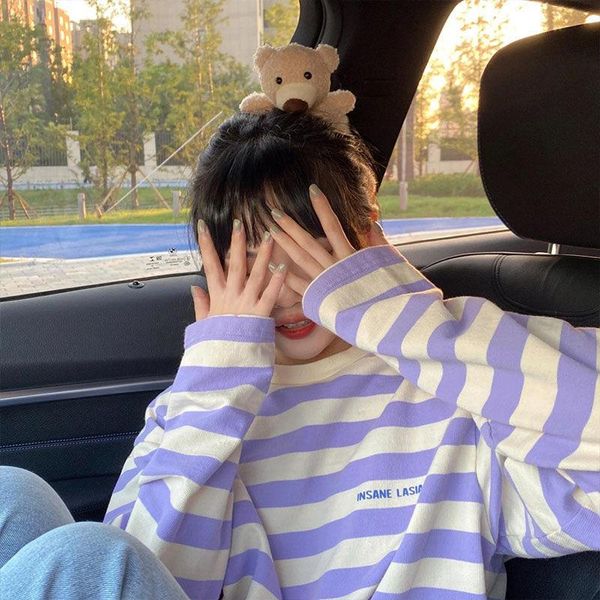 t-shirt lilac stripe tshirt long sleeve shirt women 2022 spring autumn aesthetic t shirt cute loose oversized crew neck girls teens, White
t-shirt lilac stripe tshirt long sleeve shirt women 2022 spring autumn aesthetic t shirt cute loose oversized crew neck girls teens, White