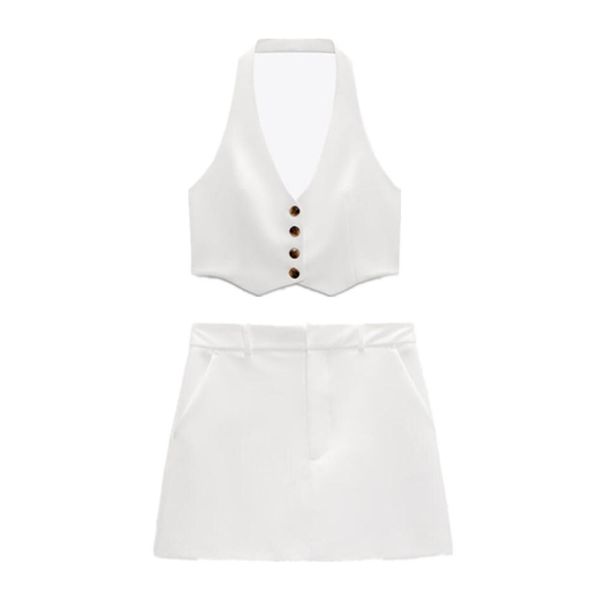 dress pb za summer new retro simple button halter collar short vest + white strap high waist skirts 8184/730
dress pb za summer new retro simple button halter collar short vest + white strap high waist skirts 8184/730