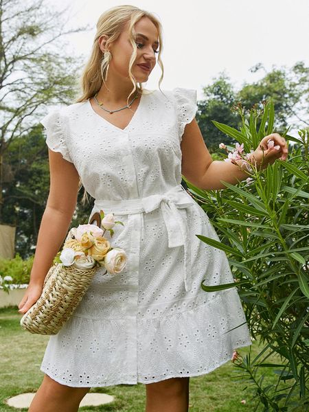 dresses simplee plus casual vneck embroidery white plus size dress buttons sash flying sleeves ruffle mini dresses belt office vestido, Black
dresses simplee plus casual vneck embroidery white plus size dress buttons sash flying sleeves ruffle mini dresses belt office vestido, Black