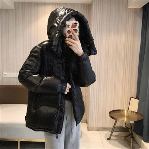 parkas women 90% white duck down coats, Black